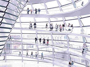 Reichstagskuppel Innenansicht mit Personen